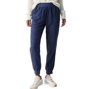 Faherty Arlie Day Pants Linen Blend Pull-on Joggers Stretch Women Small Navy‎